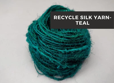 Recycled Sari Silk Yarn - Teal | Sari Silk Yarn | Recycled Yarn | Sari Yarn - Image 1 of 4