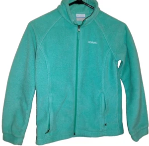 Chaqueta Columbia para mujer grande azul aguamarina polar cremallera completa mangas largas bolsillos - Imagen 1 de 3