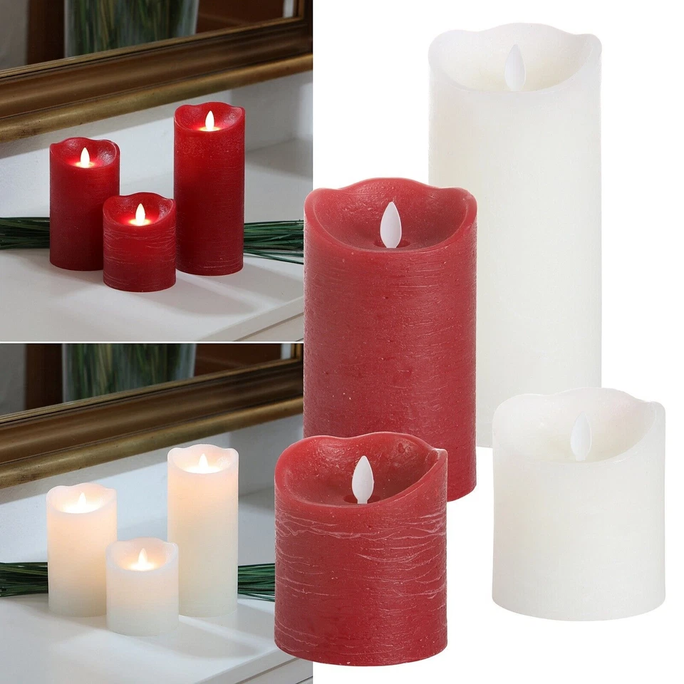 LED Echtwachs-Kerze "GLOW" glimmend mit TIMER Wachs-Struktur flackernd Kerzen - Bild 1 von 1