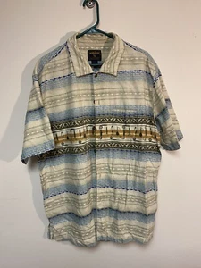 Woolrich Herren XLarge hellbraun blau bunt Angelköder Kurzarm Knopf LESEN - Bild 1 von 6