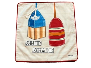 NEW C&F Home Appliqued Throw Pillow Cover Sham Nautical Ship Shape Buoys 18" - Picture 1 of 6