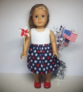 Patriotic Dress set fits 18" American Girl Doll 4th of July USA Memorial Parade - Picture 1 of 8