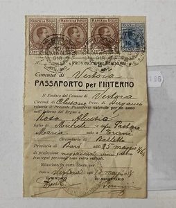 TESSERA PASSAPORTO PER L'INTERNO 1918-VERTOVA BERGAMO-TRANI BARLETTA-C40-196 - Bild 1 von 1