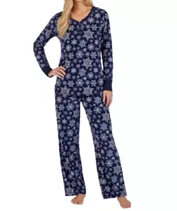 Nautica Women's 2PC Fleece Pajama Sleepwear Set(Dark Blue Snowflakes XL/XXL)NWOT - Picture 1 of 4