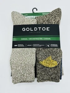 GOLD TOE Mens Casual 6 Pairs Crew Socks Shoe Size 6-12.5 Multicolor Heather - Afbeelding 1 van 6