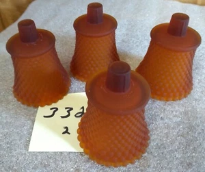 Votive Cups Set of 4 Homco Home Interior Amber Brown Glass Diamond Design - Picture 1 of 7