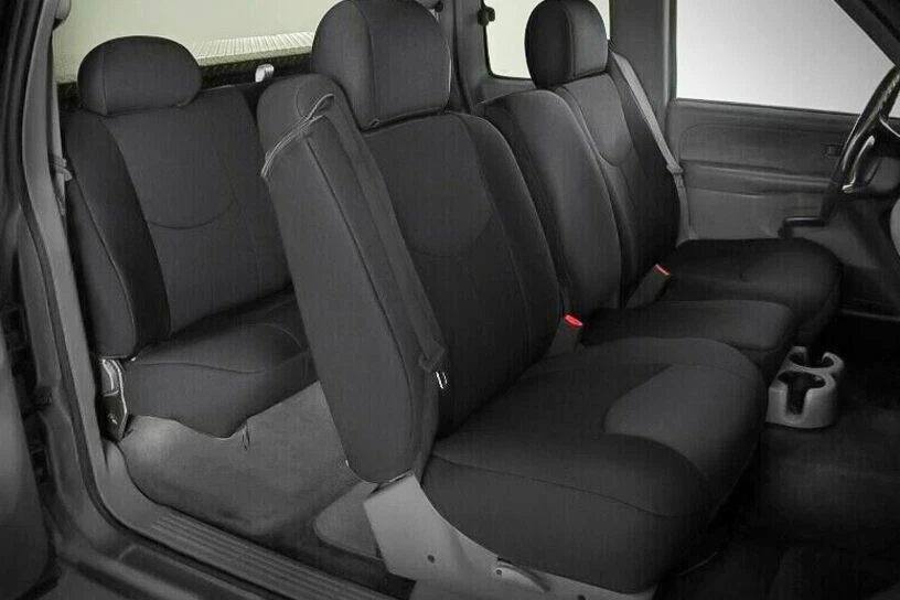 Full Set Seat Covers Black Cloth For Chevy Silverado 1500 Extended Cab 1999-2006 Foto 1 de 4