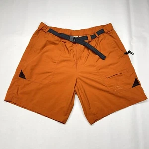 LL Bean Shorts Mens XL Regular Orange Nylon Mesh Lined Belted Pockets Hiking - Picture 1 of 20