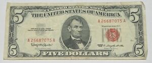 1963  $5 Five Dollar United States Note Red Seal
