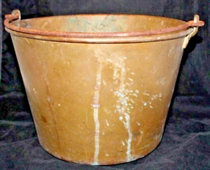 Antique American Brass Kettle Mfg. Co. #11 Bucket w/ Hand-Forged Bail - Picture 1 of 15