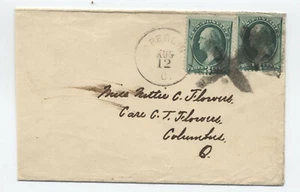 1870s Oberlin Ohio 2x 3ct banknote cover large X fancy cancel [H.892] - Picture 1 of 3