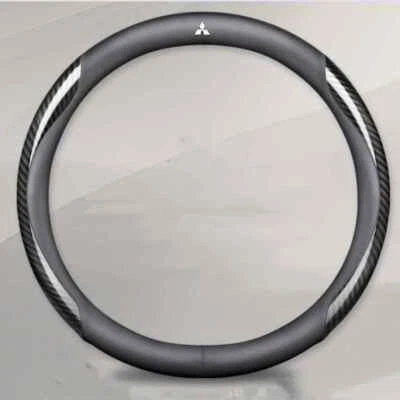 15"/38cm For Mitsubishi Black Genuine Leather Car Steering Wheel Cover Round Foto 1 de 2