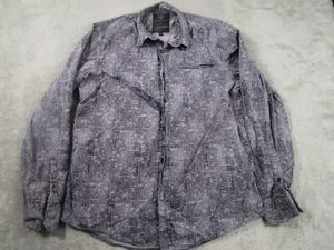 Guess Shirt Mens Medium Gray Geometric Button Up Long Sleeve Modern - Picture 1 of 8