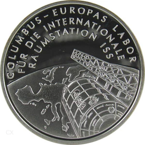 *** 10 Euro Münze DEUTSCHLAND 2004 D Columbus Raumstation ISS Spiegelglanz PP ** - Bild 1 von 1