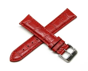 20 mm Alligator genarbtes Echtleder Uhrenarmband Band 7,5" ROT mit Stahlschließe - Bild 1 von 5