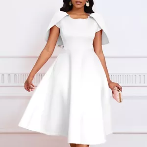 Vestido midi informal con volantes manga corta para invitada de boda línea A para mujer - Imagen 1 de 65