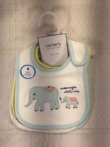 Carters 4pk Waterproof Infant Baby Feeding Bib Bibs Blue Yellow Flowers Jungle - Picture 1 of 9