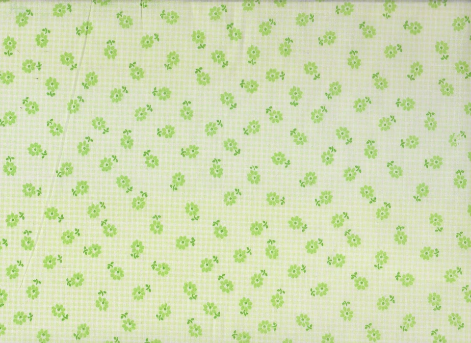 White / Mint Check Floral Polycotton Fabric 115cm wide x 1.5 metres - image 1 of 1