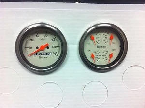 Gauges SET 3 3/8 quad mechanical shark STREET ROD HOT ROD, UNIVERSAL - Picture 1 of 4
