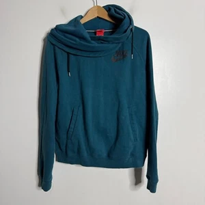 Nike Women's Sweater Medium - Teal Hoodie Cowlneck Workout Running Jogging - Picture 1 of 7