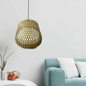 Antique Bamboo Lamp Shade Handmade Woven Ceiling Fixtures Hanging Pendant Lamp - Picture 1 of 12