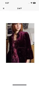 Elevenses Ditsy Print Rayon Silk Velvet Jacket 12 - Picture 1 of 10