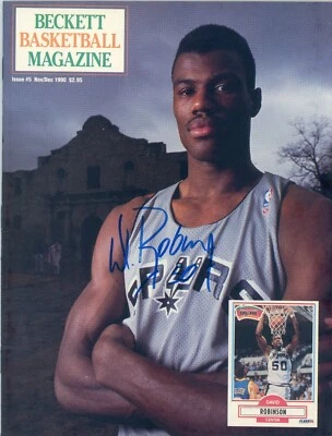 Revista de basquete Beckett autografada por David Robinson #5 novembro/dezembro de 1990 - sem certificado de autenticidade - Imagem 1 de 2