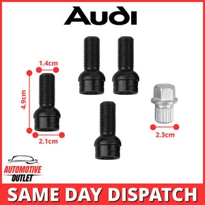 4+1 SET ANTI THEFT WHEEL BOLT LOCK LUG NUT 14mm KEY FOR AUDI BEETLE GOLF JETTA - Picture 1 of 10