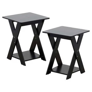 Furinno Modern Simplistic Criss-Crossed End Table,Espresso, Set of 2 - Picture 1 of 4