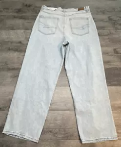 American Eagle Jeans Womens 14 Light Denim Highest Rise Baggy Straight 32x28 NEW - Picture 1 of 10