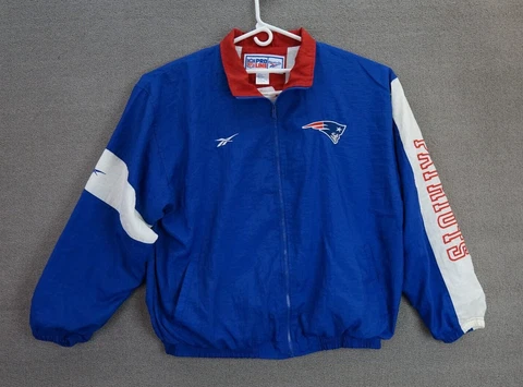 Vintage Reebok Pro Line New England Patriots Windbreaker Jacket Full Zip Size XL Cover