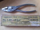 Vintage Crescent Tool Co. L26 Straight  Nose Slip Joint Pliers Jamestown,U.S.A.