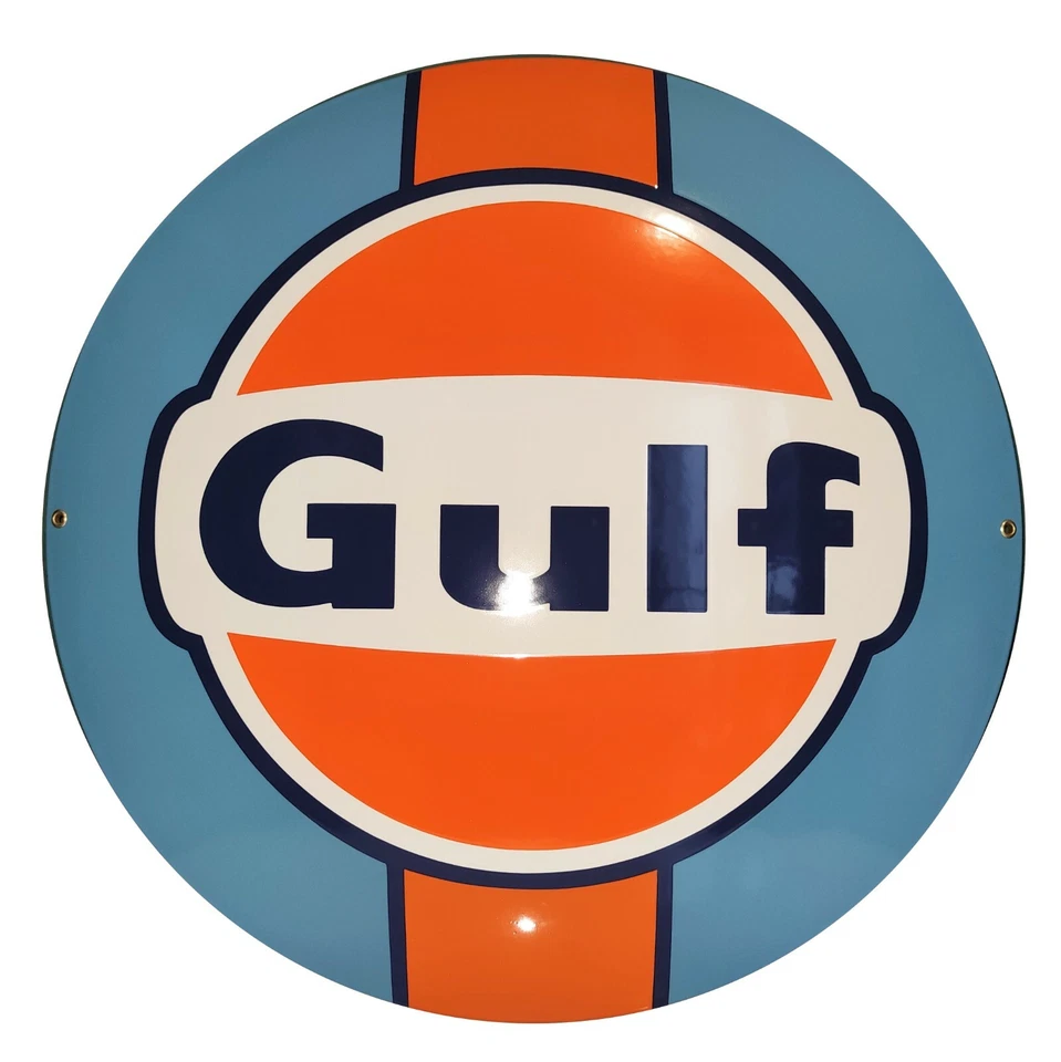 Enamel plaque GULF ø 50 cm WARRANTY emblem sign logo plate  - Image 1 of 4