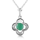 055 Ct 14K Solid White Gold Everything Flows Emerald Neckalce
