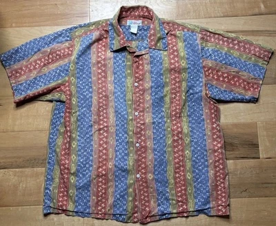 Vtg Reyn Spooner Staters Hawaiian Shirt Sz L Tribal Stripe Cotton Multicolor USA - Image 1 of 4