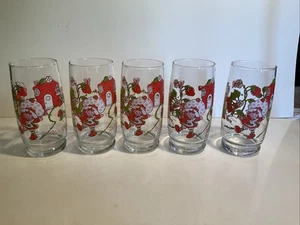 5er Set Vintage Strawberry Shortcake Gläser "It's the berries!"  1980 6 Zoll groß - Bild 1 von 7