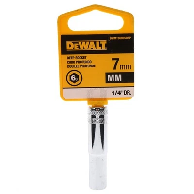 DeWALT DWMT86095OSP Metric Deep Chrome Socket, 7mm 6-Point, 1/4" Drive, 86-095D - Image 1 of 4
