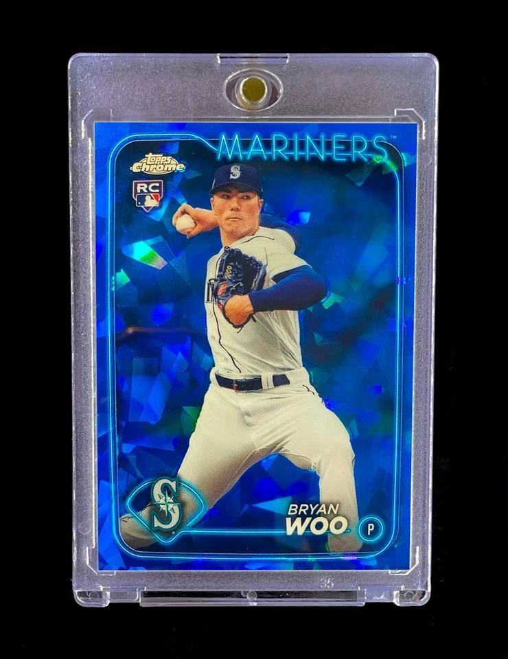 BRYAN WOO ROOKIE BLUE CRACKED ICE REFRACTOR Topps Chrome Rare Sapphire MARINERS - Image 1 of 4
