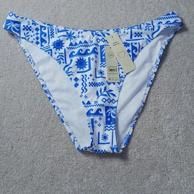 Parte inferior de bikini de natación No Boundaries para mujer XL 16-18 azul y blanco descarado pierna alta Foto 1 de 4
