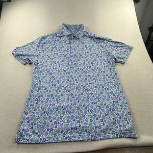 Rhoback Poloshirt Herren XL blau grün Blumenmuster Hawaii Golf Performance - Bild 1 von 10