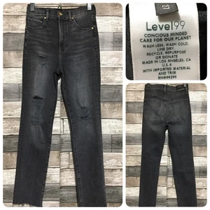 Level 99 High Rise Jeans Women’s 27 Gray Distressed Denim Stretch (Inseam 27) - Picture 1 of 11