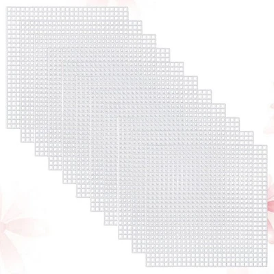  30 Pcs Plastic Mesh Sheet Braided Gaskets Canvas for Embroidery Square - Image 1 of 4