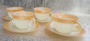 4 x Vintage Fire King Made in USA , art deco lustrous cups and saucers - Picture 1 of 4