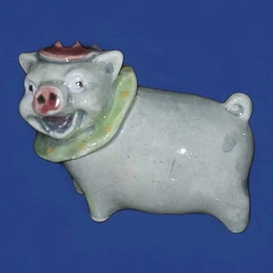 Vintage Anthropomorphic Clown Pig Kitsch Japan Ceramic Figurine Blue MCM - Picture 1 of 7
