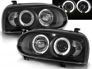 phares pour VW GOLF 3 1991 1992 1993 1994 1995 1996 1997 angel eyes noir LHD - Imagen 1 de 1
