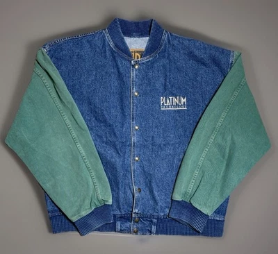 Jaqueta Vintage Platinum Technology Letterman Logotipo Corporativo L Masculina 100% Algodão - Imagem 1 de 4