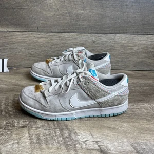 Nike Dunk Low SE DH7614-500 Barber Shop Men 10.5 Casual Shoes Gray Suede Sneaker - Picture 1 of 10