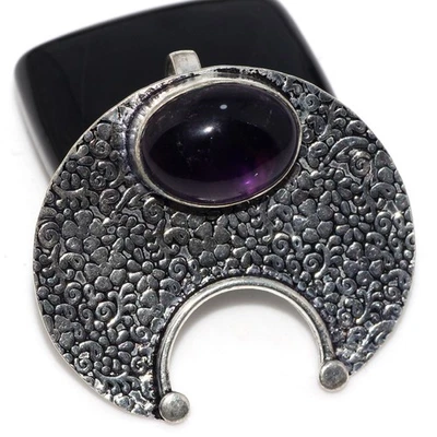 Colgante Amatista Natural Chapado en Plata 925 1.5" Joyería Estética GW Foto 1 de 3