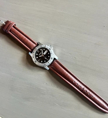 Wrangler Quartz Watch Brown Leather Band Vintage Western Cowboy Casual Rugged - Image 1 of 4