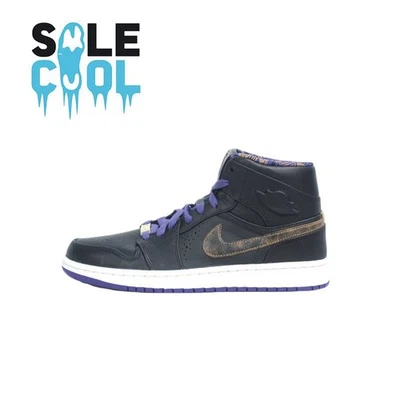 Nike Air Jordan 1 Retro Mid Nouveau BHM Black Purple Men's Shoes  629151-009 - Image 1 of 4